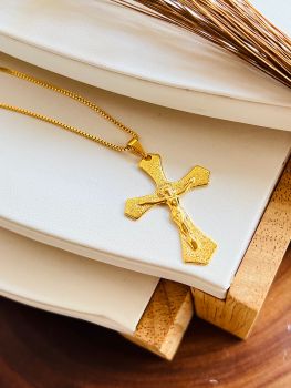 Colar Masculino Folheado a Ouro Crucifixo 3913