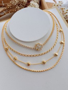 Kit 3 Colares Folheados a Ouro 385