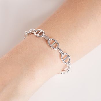 Bracelete Banho de Prata com Efeito Corrente Elos N8 (6cm)