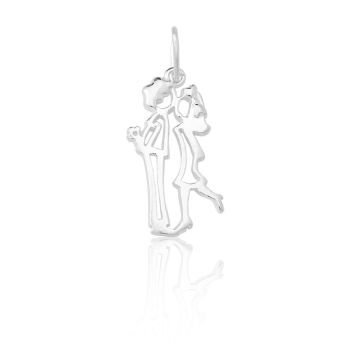 Pingente Prata 925 Casal Beijando Vazado (2,5cm)