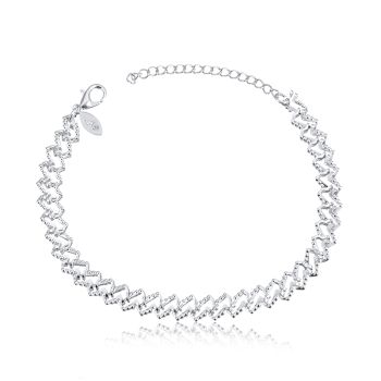 Pulseira Banho de Prata Elo 1x1 Retangular Trabalhada