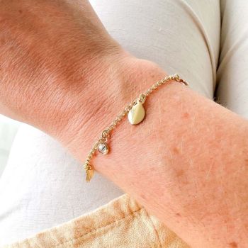 Pulseira Banhada Folhas e Zircônia