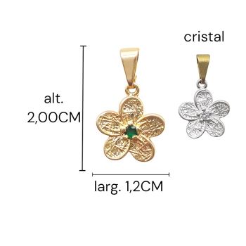 Pingente Flor Trabalhada Com Zircônia