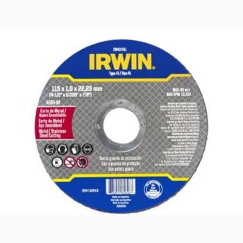 DISCO CORTE FINO METAL/INOX 4.1/2X1,00MMX7/8 IRWIN (IW401451)
